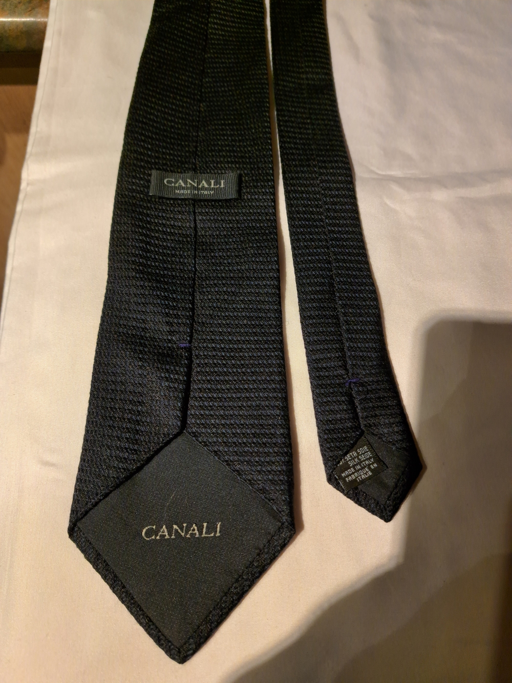 Canali Black Textured Silk Tie with Subtle Weave